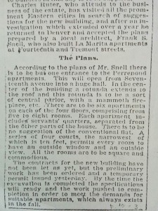 Perrenoud Building Announcement 1901 - Detail 2 